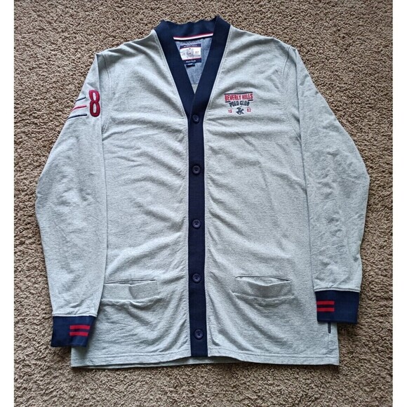Beverly Hills Polo Club Other - Beverly Hills Polo Club Cardigan Sweater Men's Size XL Embroidered Pockets Long